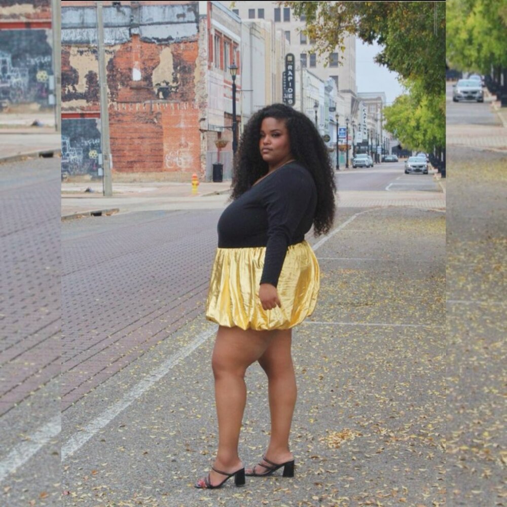 PLUS Gold Metallic Bubble Skirt
